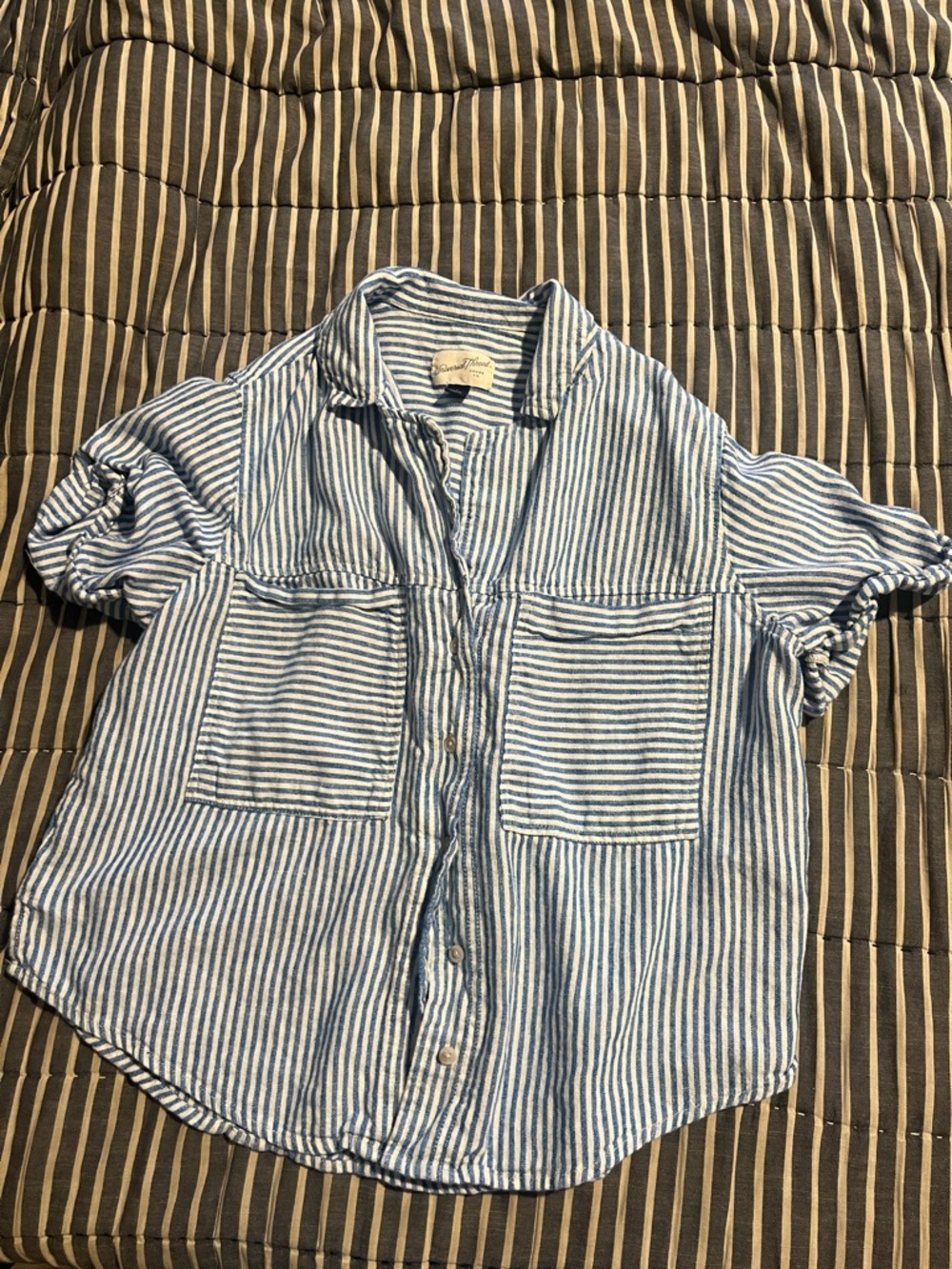 Blue & White Striped Button-Up Shirt